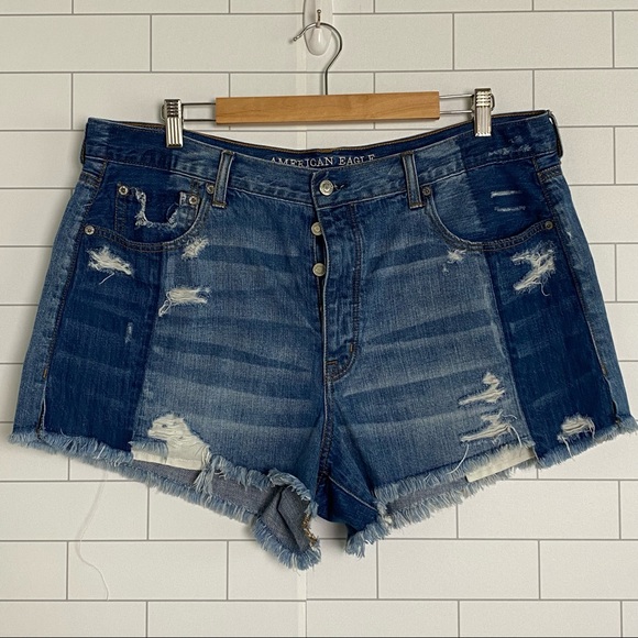 American Eagle Outfitters Pants - American Eagle Jean Shorts Vintage Hi-Rise Festival Button Fly Size 18 Destroyed